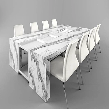 Elegant Dining Table Set: Draenert Diving Desk 7100 with Flow Chairs 3D model image 1 