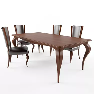 Sleek Kanto Table & Chair Set 3D model image 1 