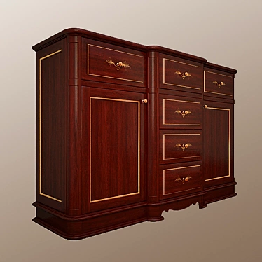 Sleek Wooden Drawers 3D model image 1 