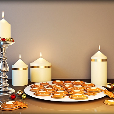 Festive Cookie Candle Set 3D model image 1 