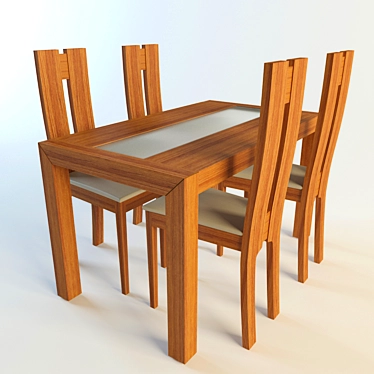 Modern Domini Table and Chairs 3D model image 1 