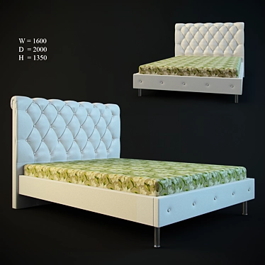Eco-Leather Double Bed 3D model image 1 