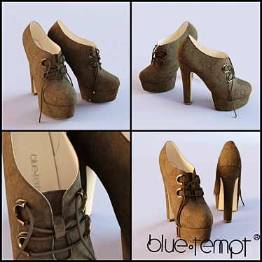 Blue-Tempt Suede Boots, Size 39 3D model image 1 