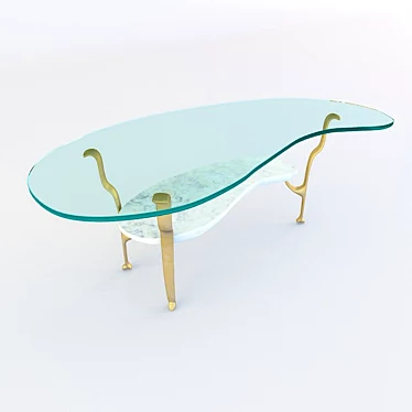 Elegant Biomorphic Glass Coffee Table 3D model image 1 