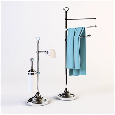 Triple Floor Towel Holder & Stand 3D model image 1 