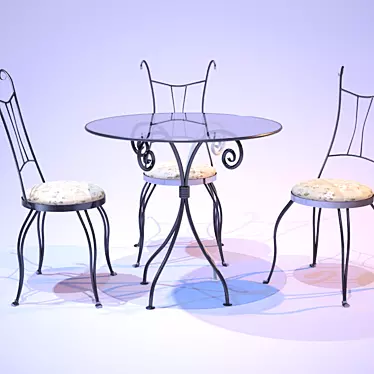 Artisan Forge Table and Chairs 3D model image 1 