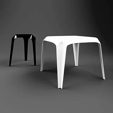Title: Modern Cappellini Table & Stool 3D model image 1 