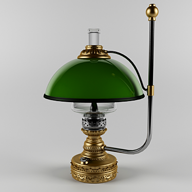 Green Glass Kerosene Lamp 3D model image 1 