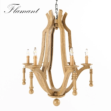 Martello Wood Chandelier - Elegant and Stylish 3D model image 1 