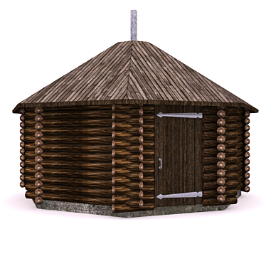 Rustic Log Cabin: An Ancient Dwelling 3D model image 1 