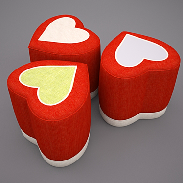 Heart-shaped Ottoman: Versatile, Stylish & Romantic 3D model image 1 