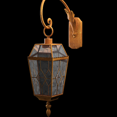 Vintage Brass Street Lantern 3D model image 1 