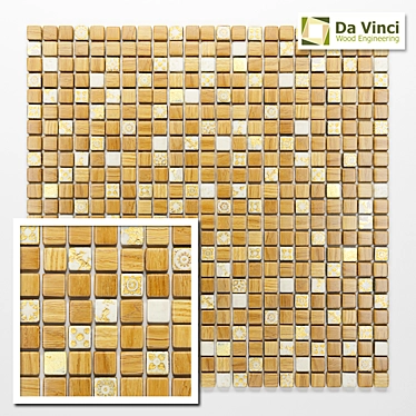 DaVinci Wood and Ceramic Wall Mosaic 3D model image 1 