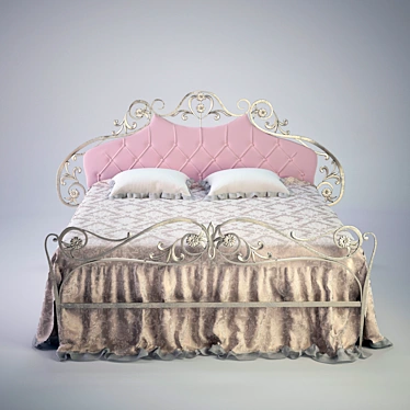 Elegant Forged Bed 3D model image 1 