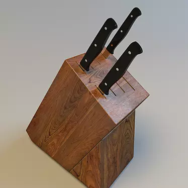Natural Wood Knife Holder with Scuffs 3D model image 1 