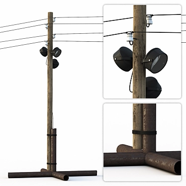 Portable Pylon with Spotlight 3D model image 1 