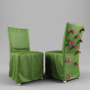 Title: Elegant Chair Covers with Bows 3D model image 1 