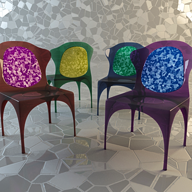 Color-Changing Plastic Chairs 3D model image 1 