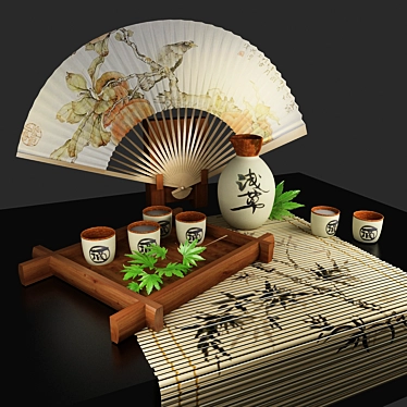 Sake Set: Authentic Rice Vodka 3D model image 1 