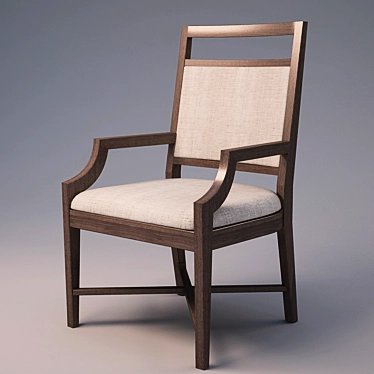 Wooden Armchair with Backrest 3D model image 1 