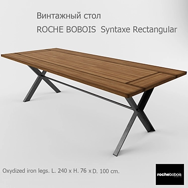 Modern Oak Dining Table with Iron Legs 3D model image 1 