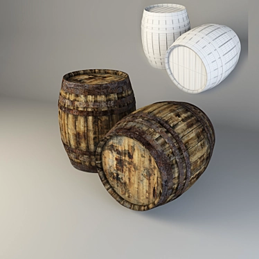Rustic Wooden Barrel: Authentic Texture 3D model image 1 