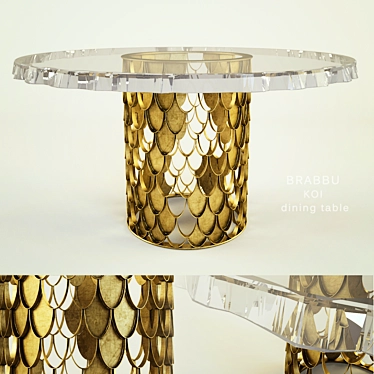 BRABBU KOI 1300mm Dining Table: Timeless Elegance 3D model image 1 