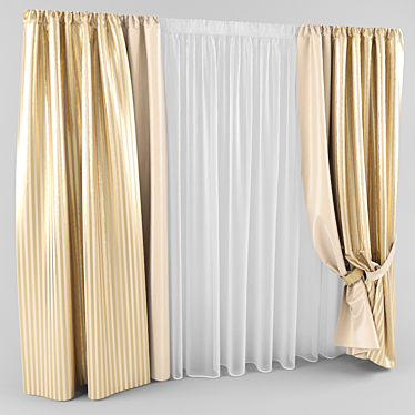 Double Layered Curtains: Stylish and Functional 3D model image 1 