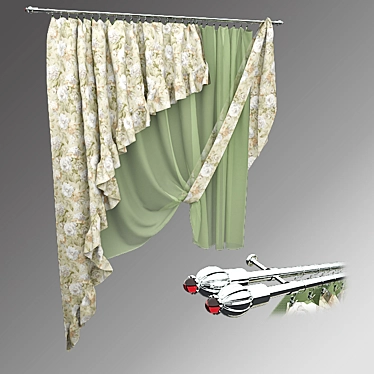 Crystal Red Clip-On Curtain 3D model image 1 