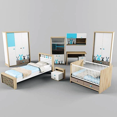 Blue Bunny Kids' Room Set 3D model image 1 