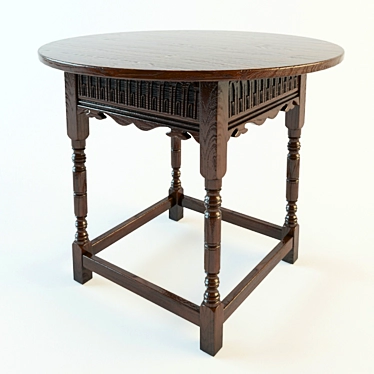 Traditional Oak Wooden Table 3D model image 1 