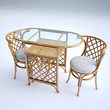 Natural Wicker Tea Set 3D model image 1 