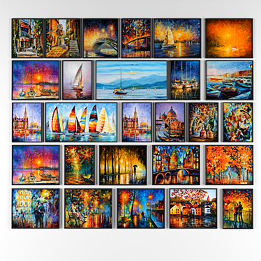 Masterpiece Oil Paintings in Frames 3D model image 1 