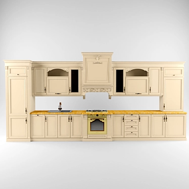 Elegant Heritage Kitchen 3D model image 1 