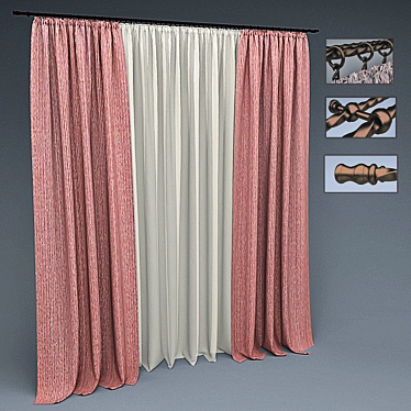 Elegant Classic Curtain 3D model image 1 