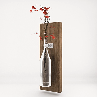 Rustic Bottle Branch Wall Decor 3D model image 1 