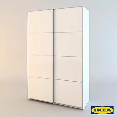 Sleek White PAX Wardrobe with Sliding Doors 3D model image 1 