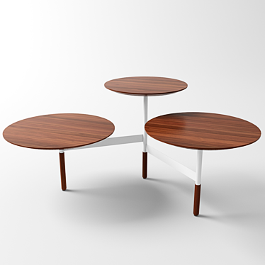 Modern Walnut Lily Pad Coffee Table 3D model image 1 