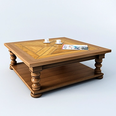 Solid Wood Coffee Table 3D model image 1 