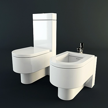 Hygienic Toilet Bidet: The Perfect Combo! 3D model image 1 