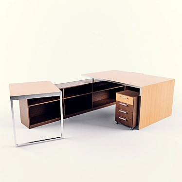 Dual Office Desk 3D model image 1 