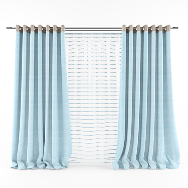 Eyelet Curtain with Sheer 3D model image 1 