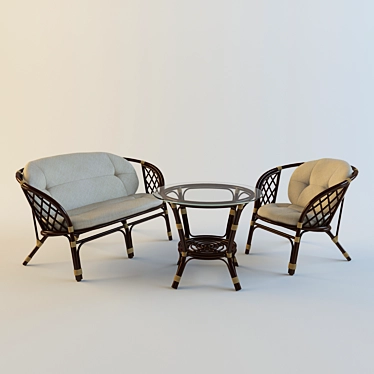 Rattan Garden Set: Lightweight & Stylish 3D model image 1 