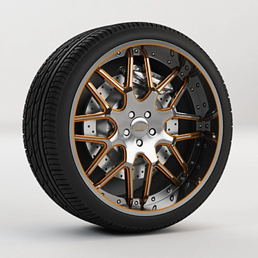 Sleek Camaro Wheel & Tire 3D model image 1 