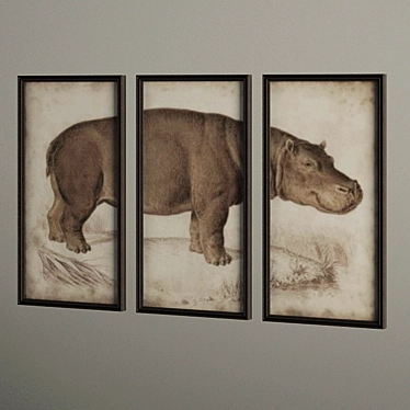 Timothy Oulton Triptych Canvas: 59cm x 130cm x 3cm 3D model image 1 