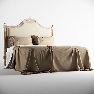 Elegant DB001966 Headboard & DB001915 Bed 3D model image 1 