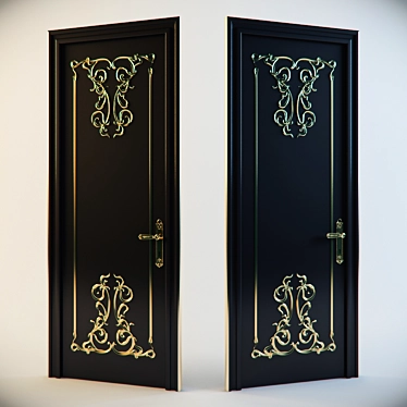 Goldie: Elegant Carved Door 3D model image 1 