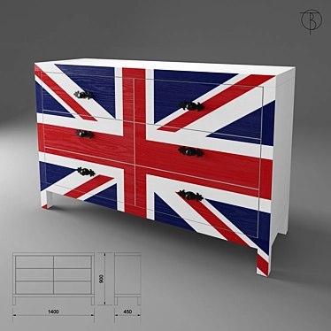 British Flag Dresser 3D model image 1 