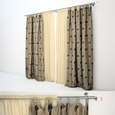 Elegant Hinged Curtains 3D model image 1 