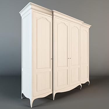 Modern 4-Door Wardrobe 3D model image 1 